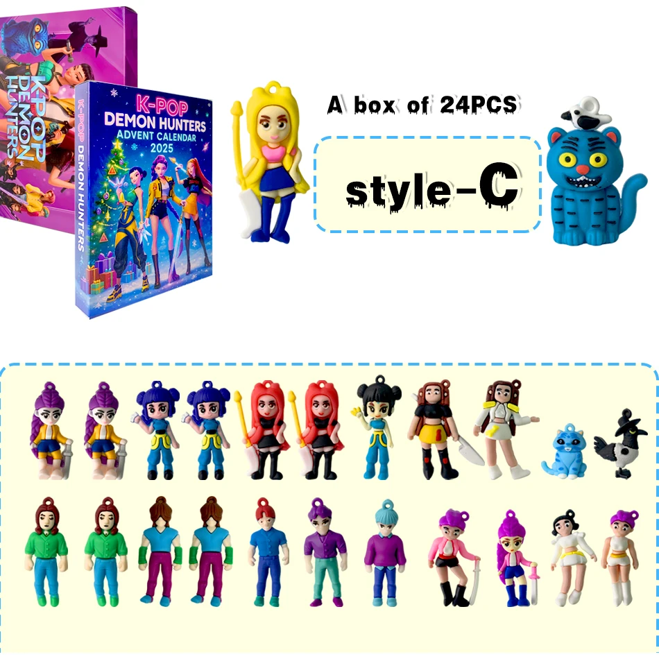 Kpop Demon Hunters Calendario de Adviento de Navidad Huntrix Rumi Mira Zoey SAJA Boys Derpy Tiger Blind Box Juguetes Decoración