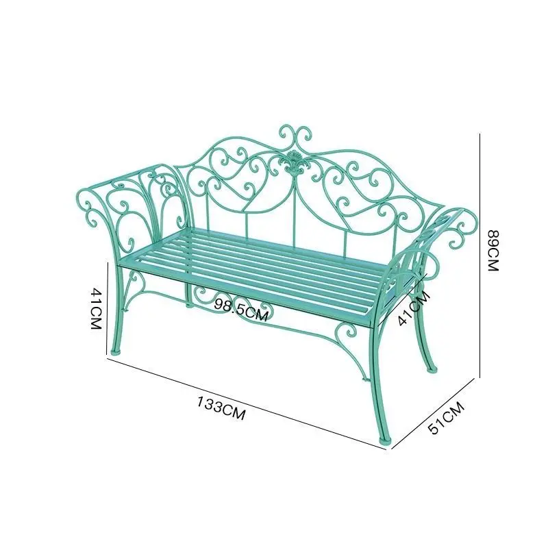 Household wrought iron double chair, business table chair backrest leisure chair c