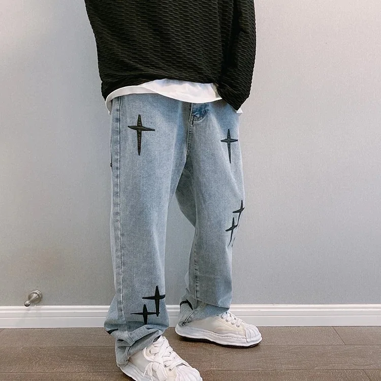 Vintage Jeans Men 2024 New Streetwear Baggy Wide Leg Jeans Korean Fashion Straight Casual Loose Denim Cargo Pants Men Clothing