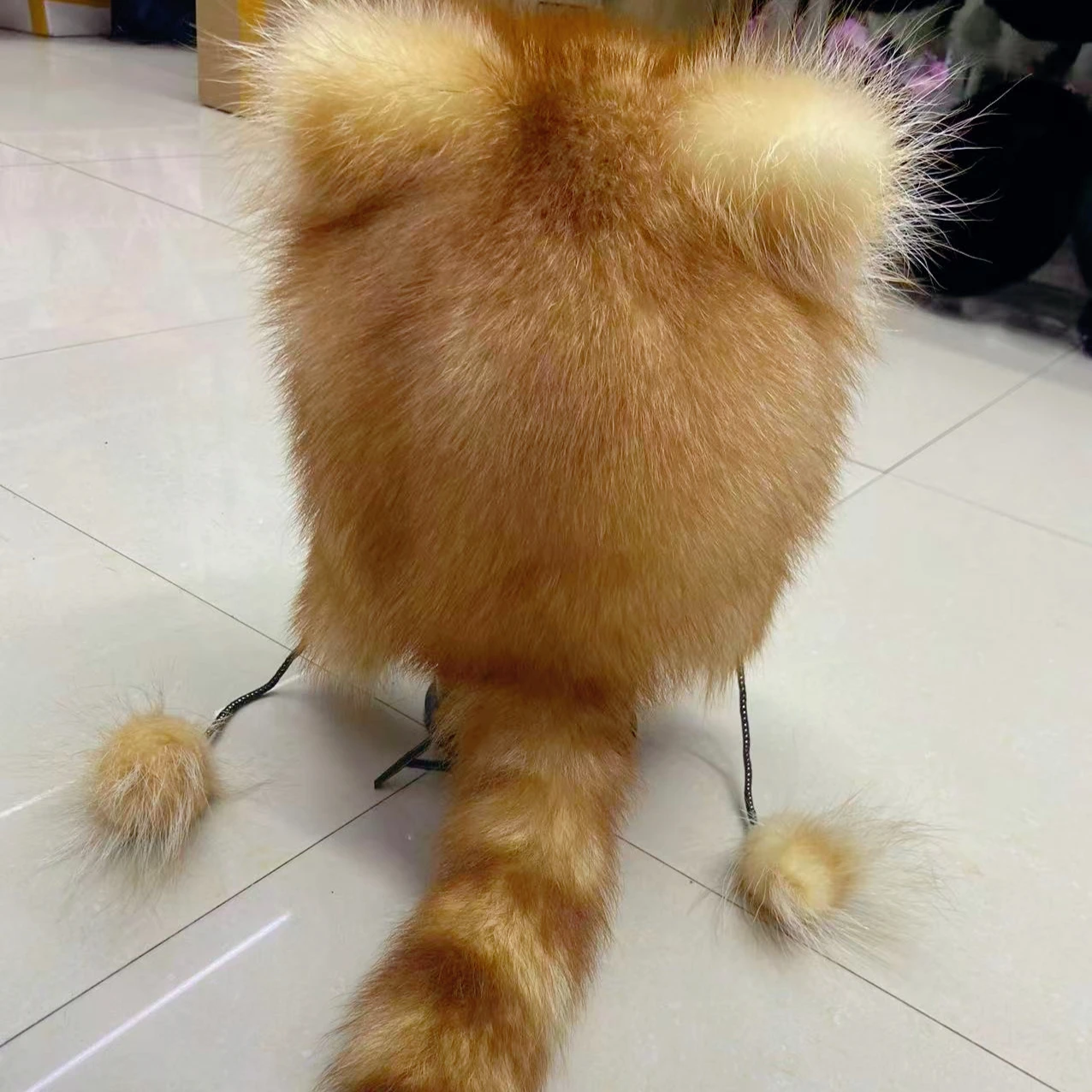 الشتاء الدافئة الفراء قبعة المرأة الذهب منفذها الذيل آذان إيرفلاب الثلوج الباردة قبعة