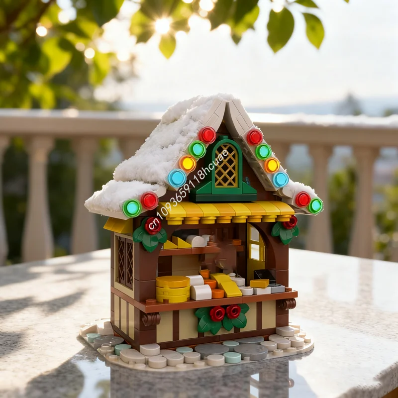 

445pcs MOC Christmas Cheese Stall Seasonal Christmased Model Building Toys Blocks Assemble DIY Creative Gifts Brick Birthday