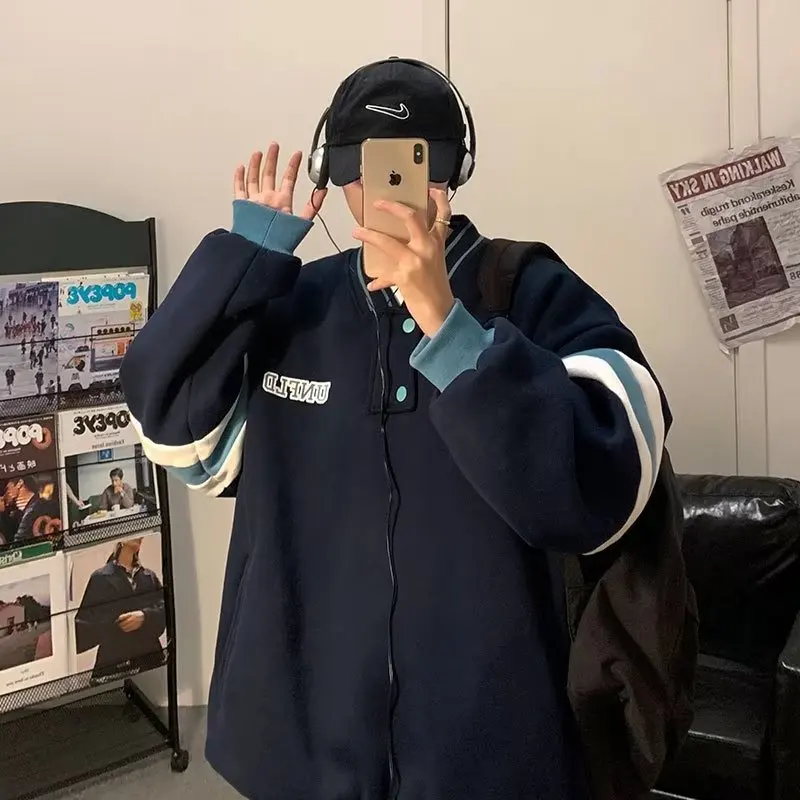 فضفاضة تناسب الرجال هوديي V-Ne البيسبول Sle عادية الأمريكية شخصية كبيرة الحجم 250 Pou الخريف موسم الشارع الشهير الاتجاه