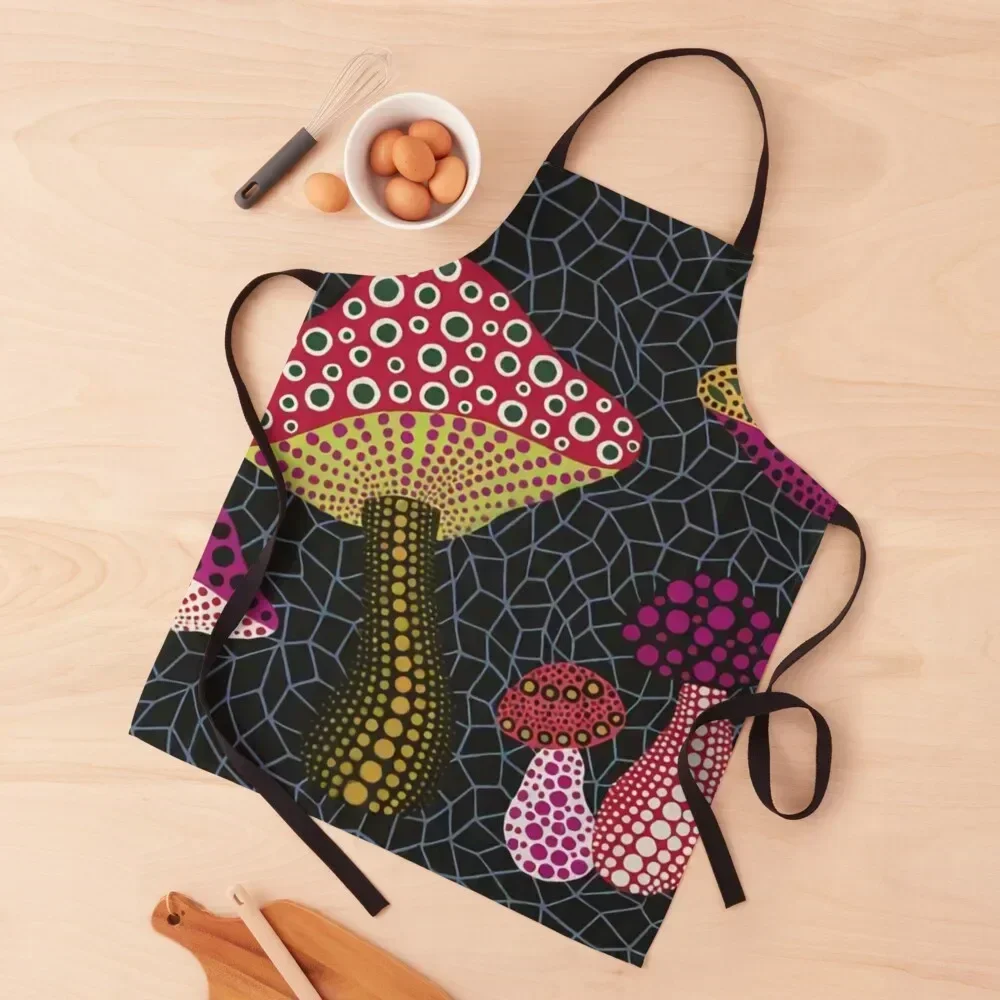 

Yayoi Kusama - Mushroom Aesthetic 1998 Apron Chef Uniform For Men home women Kitchen Items For Home Men gift Apron