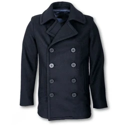 2023 Warm Heavy Winter Peacoat Jacket Custom Made Pea Coat Midnight Blue Double Breasted Fashion Design Peacoat Jacket For Men