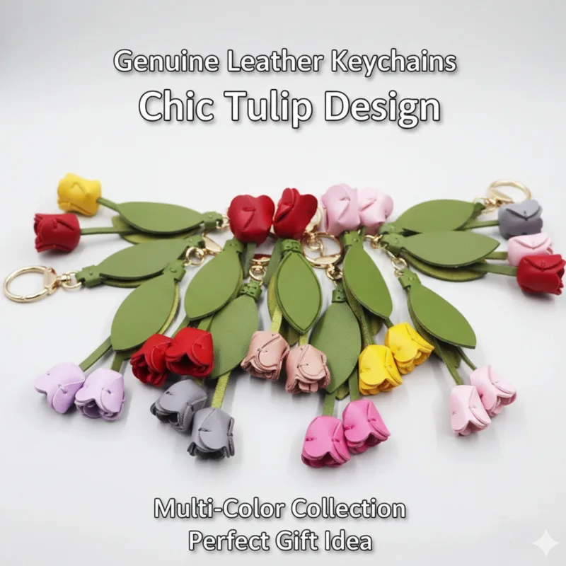 

3D Accessory Keychain Y2K Tulip Cute Personalized Car Key Holder Pendant Custom Logo Key Ring Embossed Blade Creative Gift New