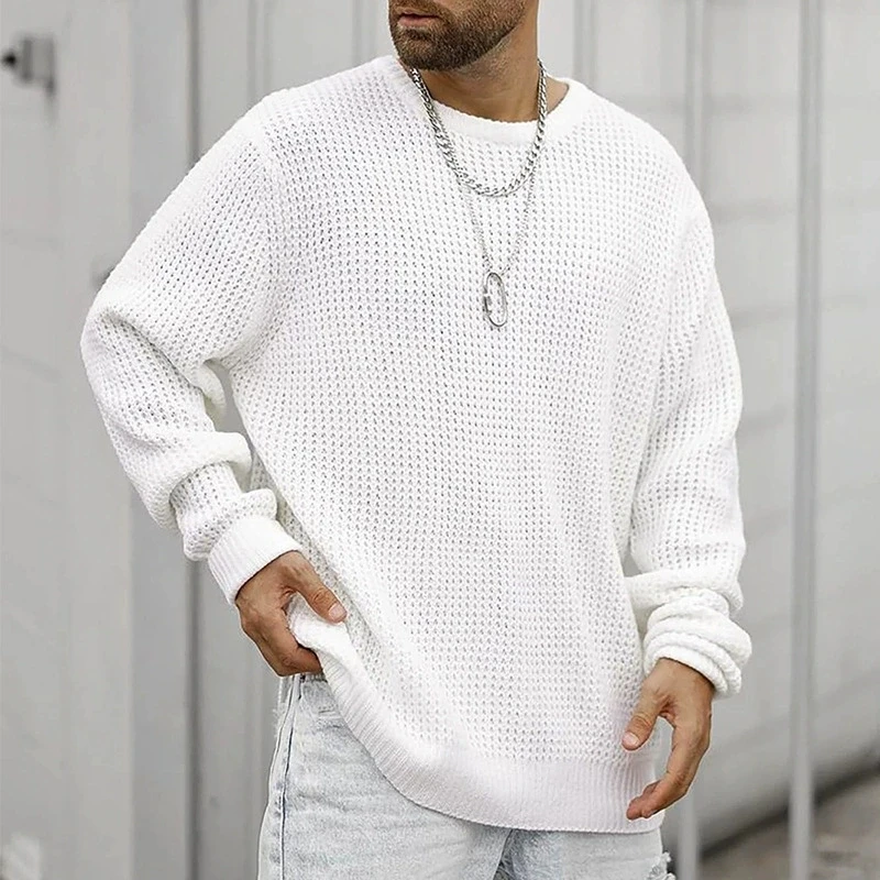 

New men's long sleeved round neck casual elegant fashion men's sweater loose pullover sweater knitted sweater