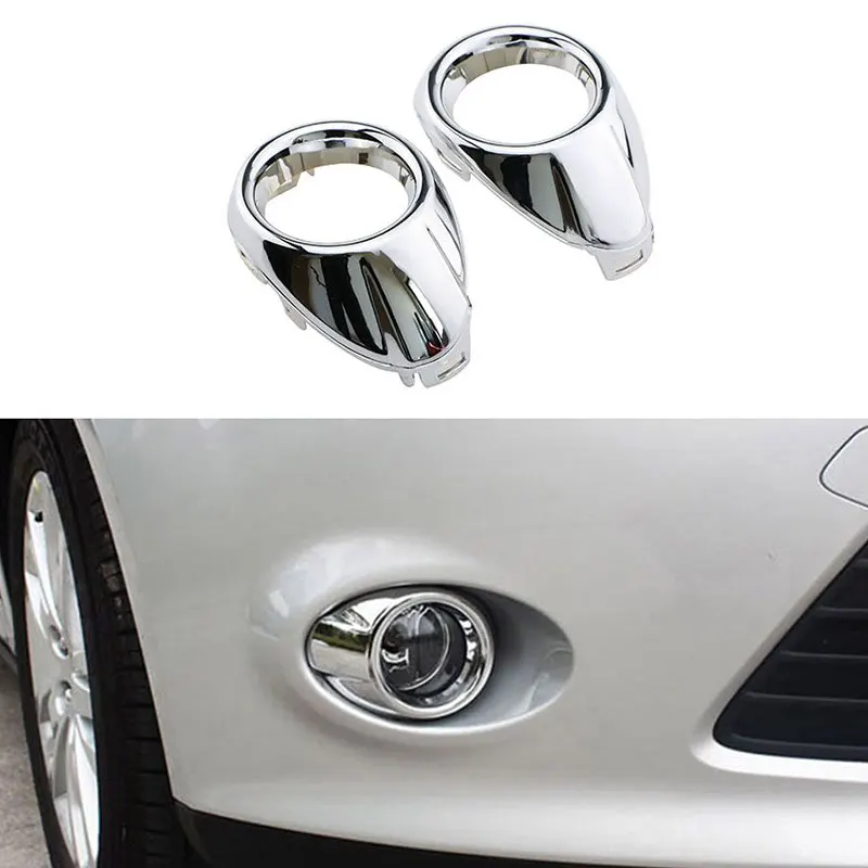 2Pcs ABS Chrome Car Front Fog Lamps Covers Head Fog Lights Cover Sticker for Ford Focus 3 MK3 2012 2013 2014 2015 Accessories