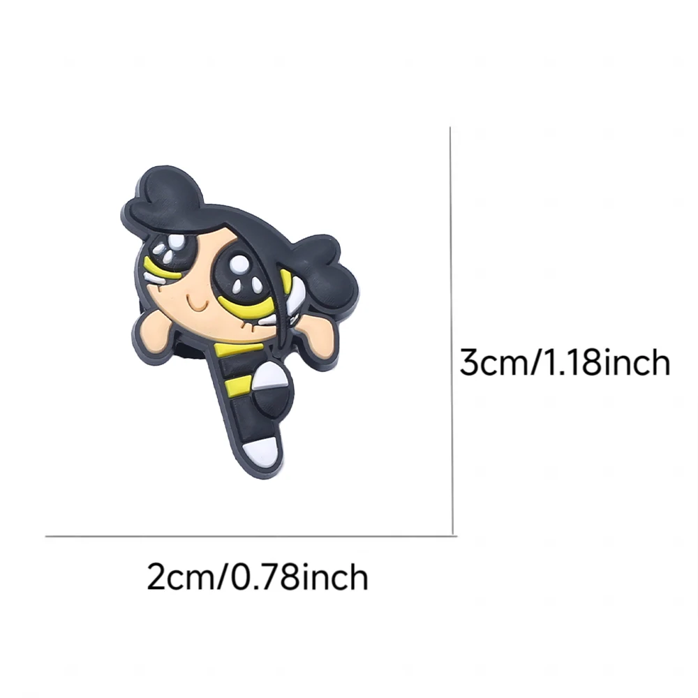 1-50PCS Potdemiel Cartoon Power Girls Series PVC Shoes Accessories Fit with Hole wristbands DIY Shoe Decorations Buckle Gifts