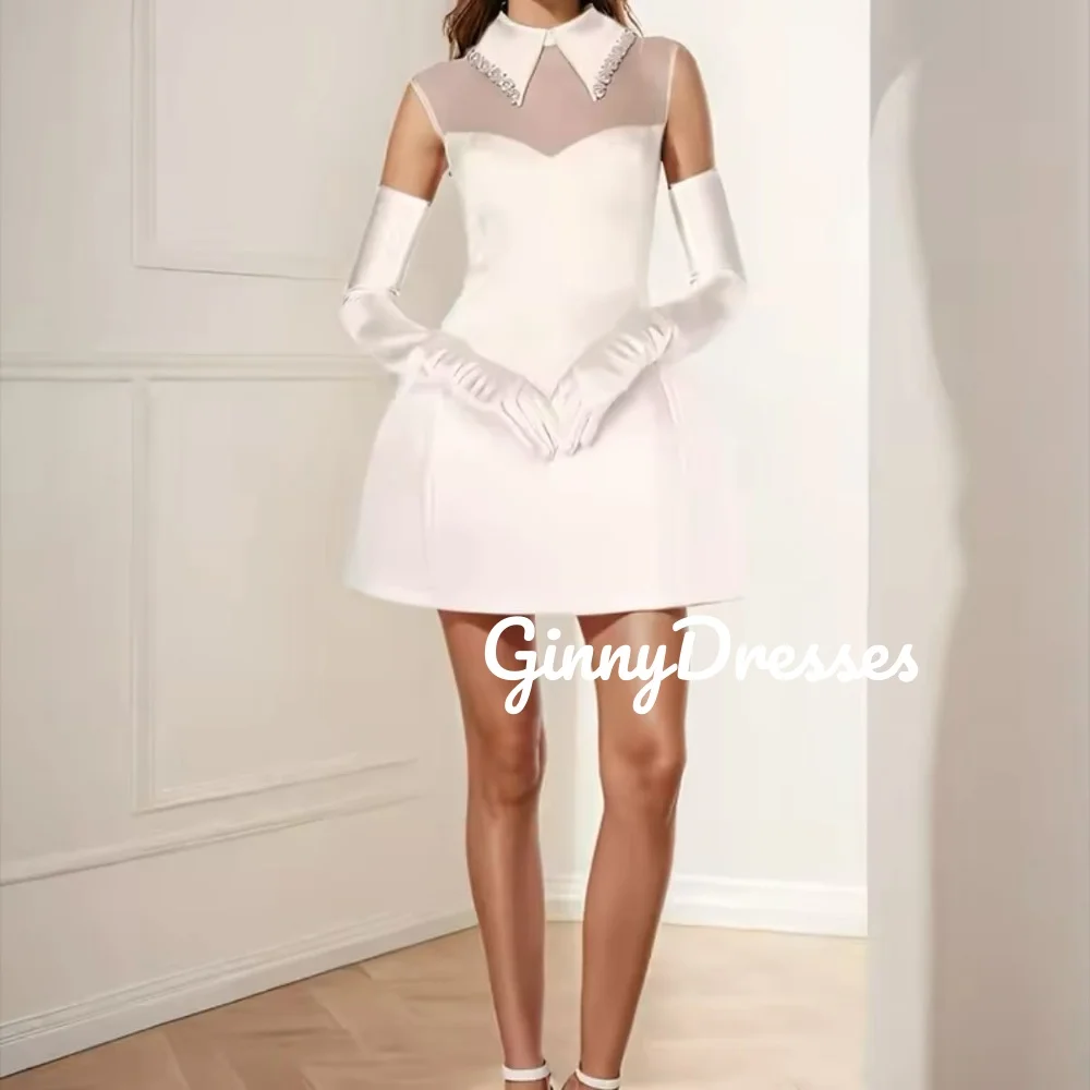 

Women'S Evening Dresses Customize Mini Scoop Neckline A-Line Long Sleeves Formal Occasion Dresses Zipper Up Ruffle Prom Dresses