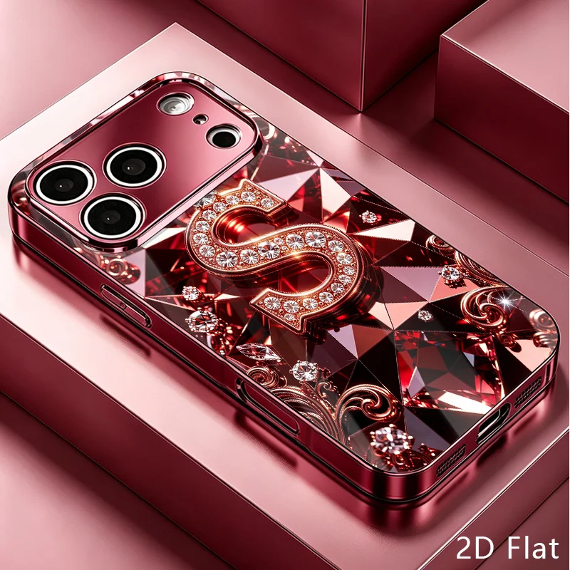 Rose letter S pattern glass phone case suitable for iPhone 18 17 16 15 14 13 12 11 Pro/Max/Plus anti drop and shockproof