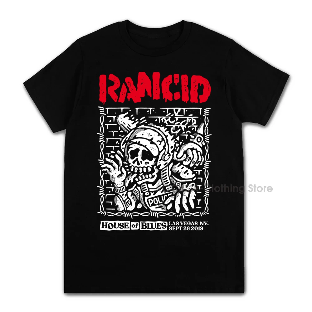 Mens Clothing Pop Punk Rancids Album Cool Skull Print Cotton Tees Short Sleeve Popular Unisex T Shirts Design Tops Streetwear