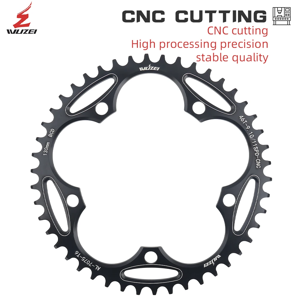 WUZEI 130 BCD Chainring 38T 40T 42T 46T 50T Narrow Wide Star Road Bike Crown 5 Bolts Front Star for Folding Bicycle