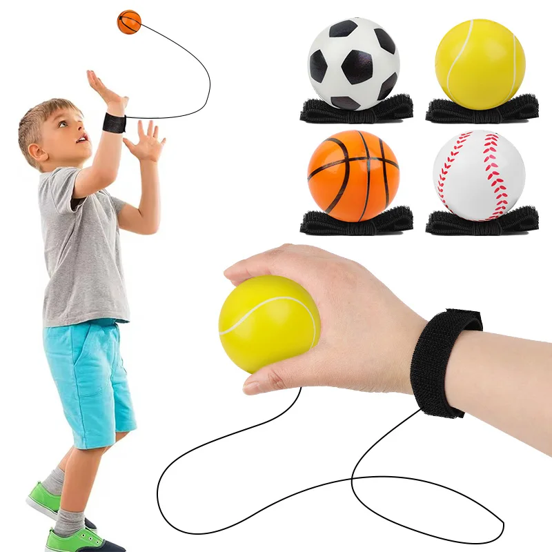 

Wrist Bouncy Ball Strap Rope PU Hand Throwing Power Ball Basketball/Soccer/Tennis/Baseball Adjustable Wrist Strap Kid Sports Toy
