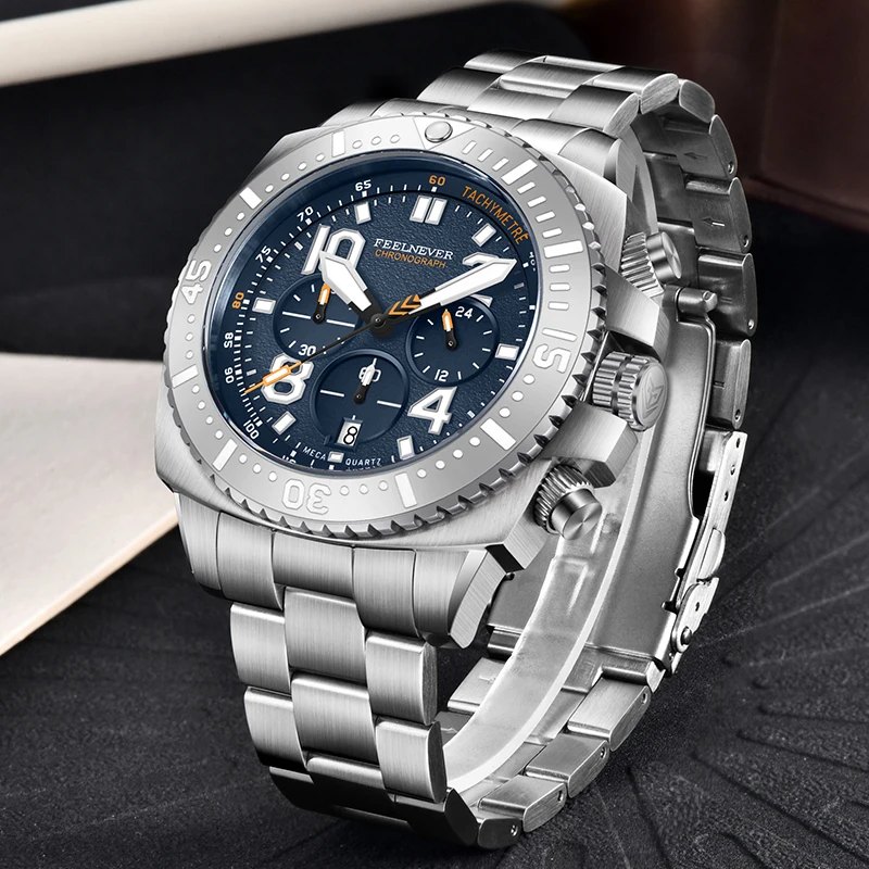 FeelNever LIGE Professional Quartz Man Watch Fashion Luxury Sapphire Glass Wristwatch Classic Stainless Steel Waterproof Watches view 2