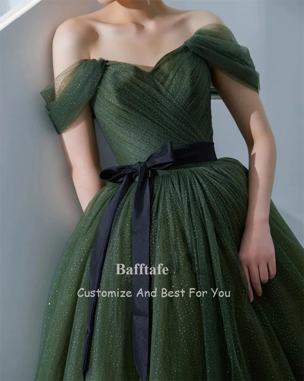 Bafftafe-Robe de Soirée Plissée en Tulle pour Femme, Tenue de Bal de Forme Trapèze Personnalisée, Vêtement Coréen pour Occasions Formelles