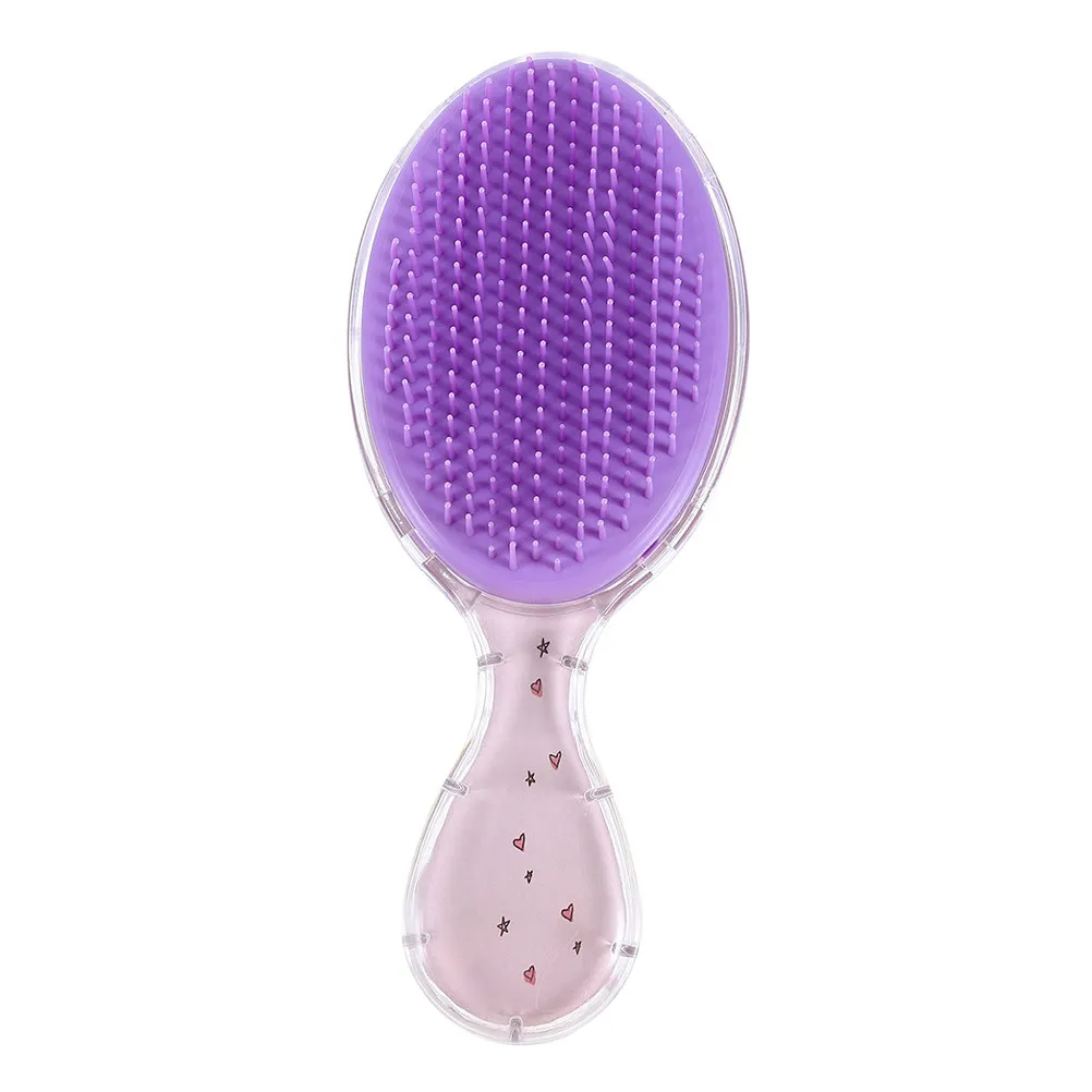 Transparent Oval Cartoon Hair Brush for Kids with Scalp Massage Detangling Function Ergonomic Design for Toddlers Girls Baby