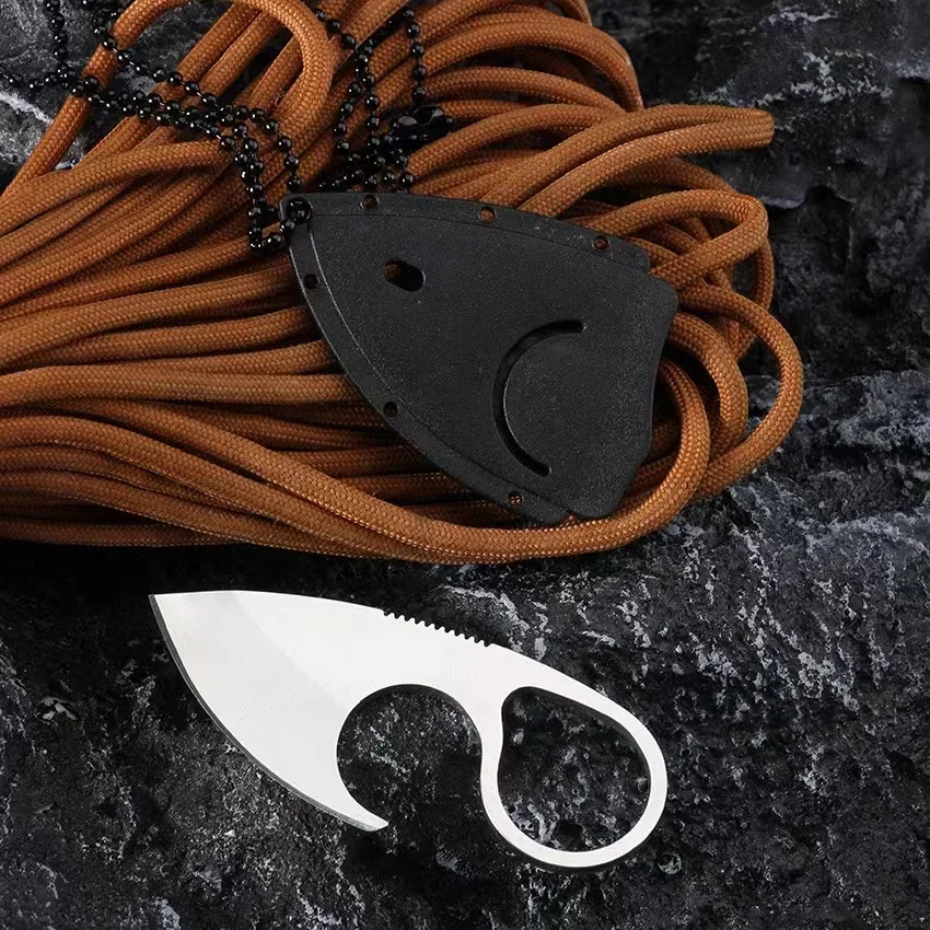 New stainless steel outdoor knife, mini camping fixed knife, survival chain knife, multi-purpose portable knife  multitool