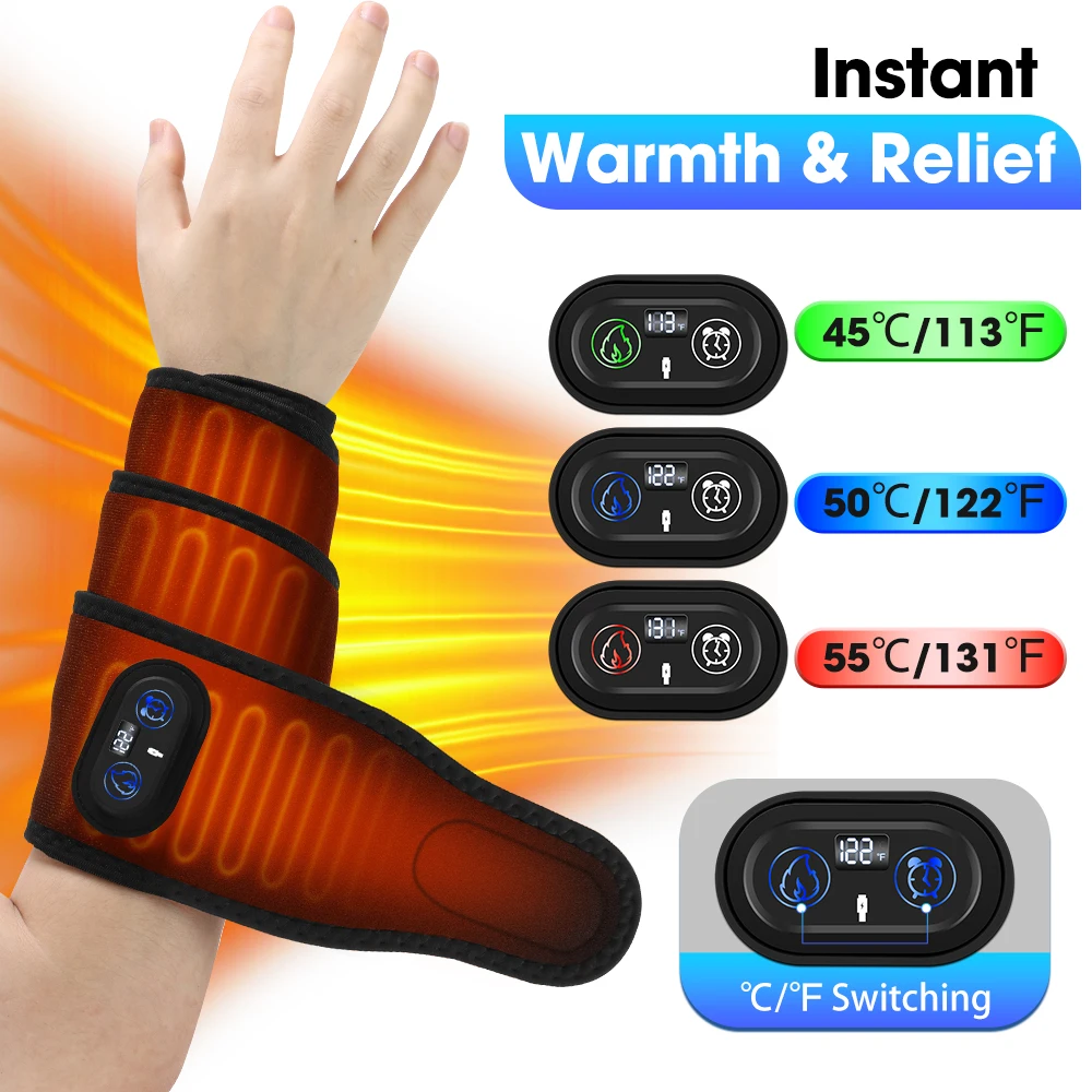 

Cordless Heating Wrist Strap,3 Levels Heating and Vibration Wrist Wrap for Leg Arm Ankle,Cervical Spine Warming Brace Belt