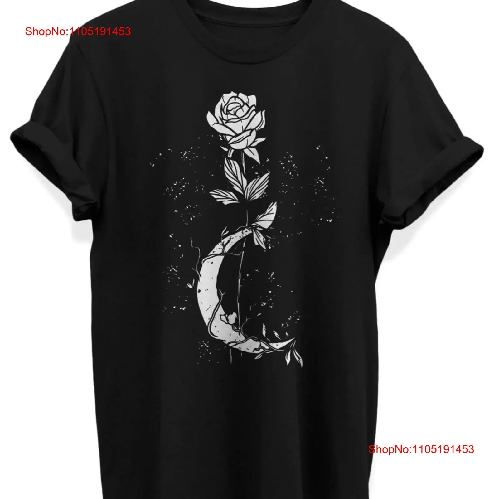 

Rose Moon shirt Gothic t Grunge Wiccan Clothing Witchcraft vintage Washed Unisex fashion Comfortable Top For Everyday Wear