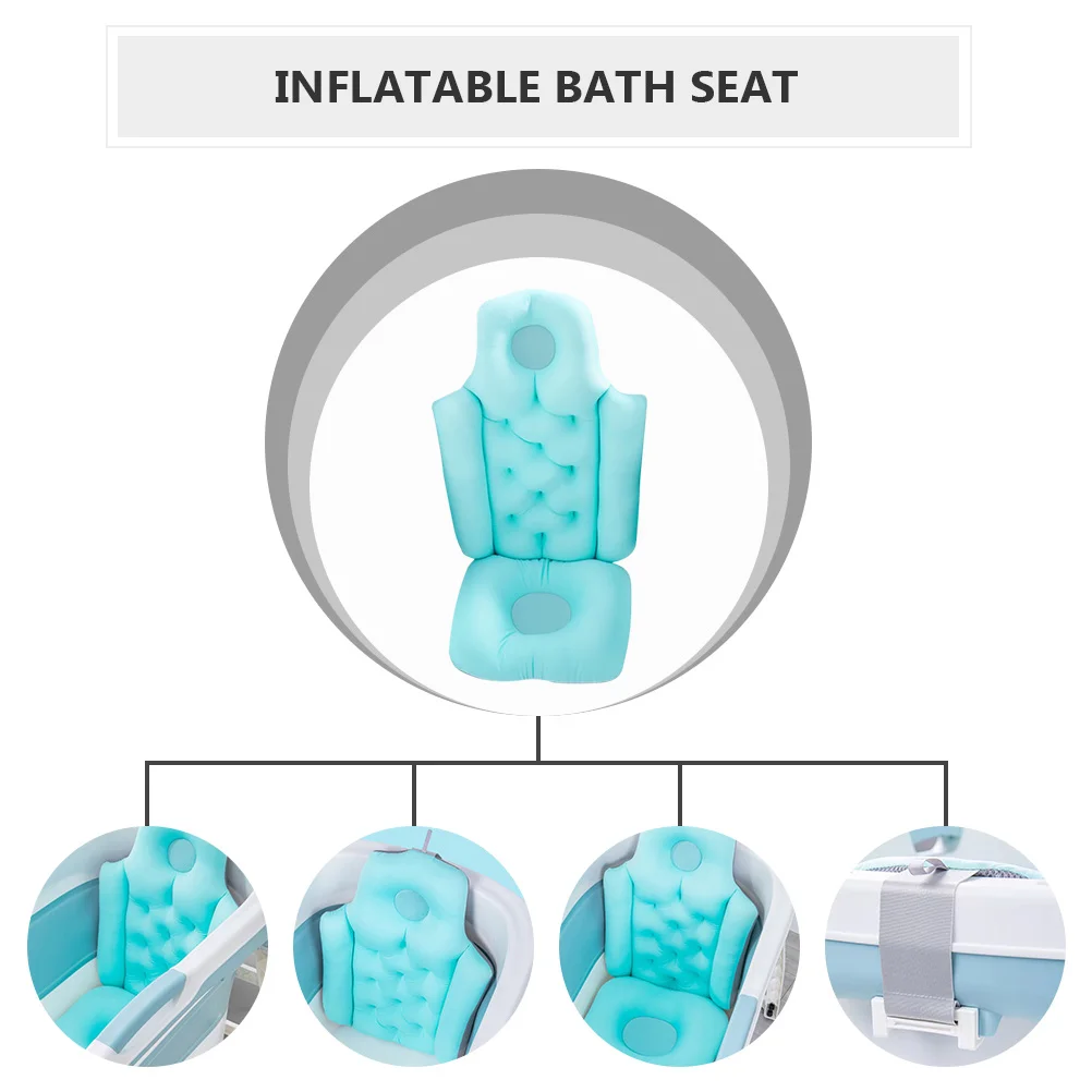 Portable Suspension Pad Baby Inflatable Seat Bath Pillow Backseat Bathing Cushion Seats Bathtub for