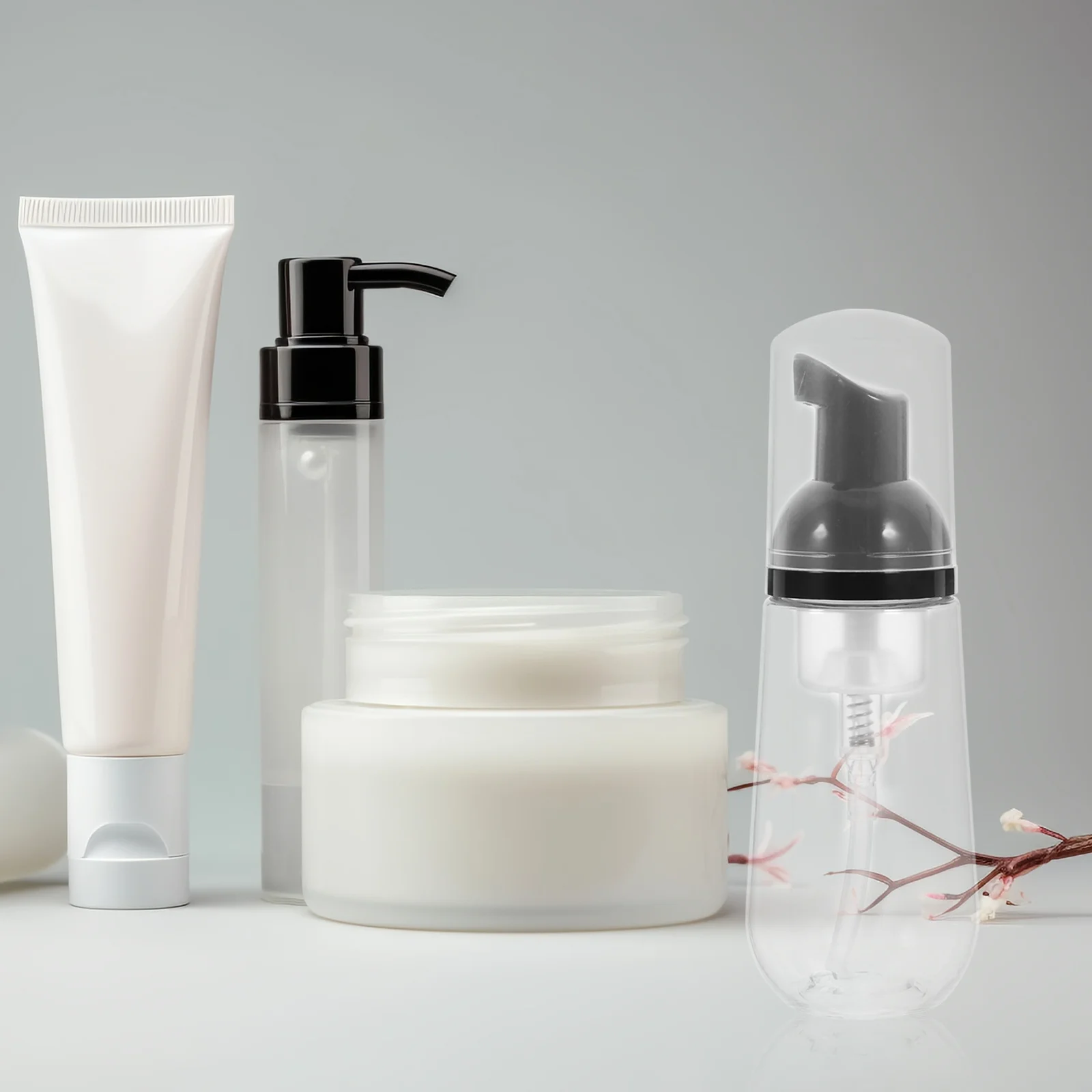 3 szt. podróżnych butelek z pompką do piany 60 ml, wielokrotnego użytku, przezroczysty dozownik do szamponu, płynu do mycia ciała, żelu do mycia twarzy, butelka z pompką do spieniania