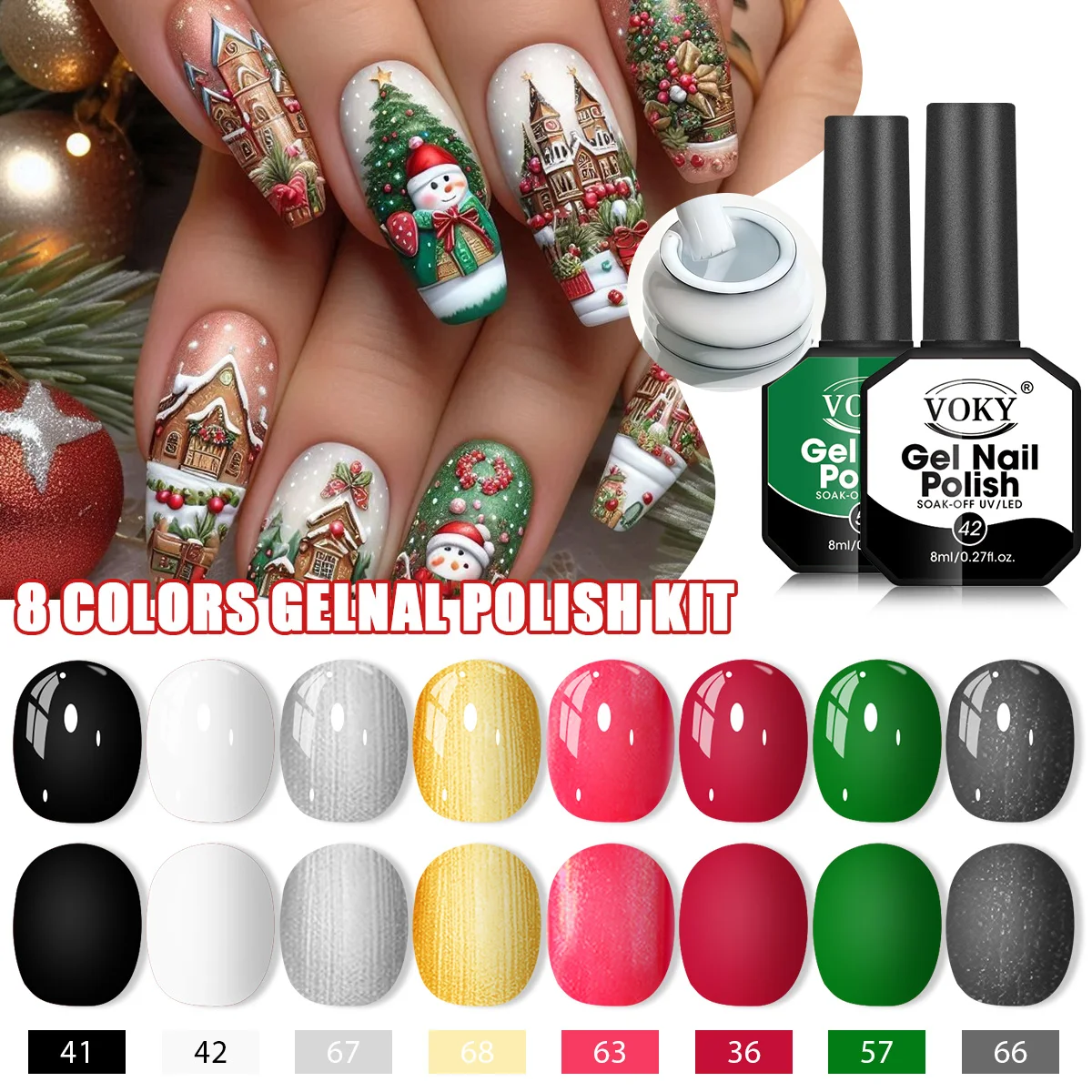 

8 sets of nail polish kits - soak type/LED self-curing, suitable for manicures, parties or salon use