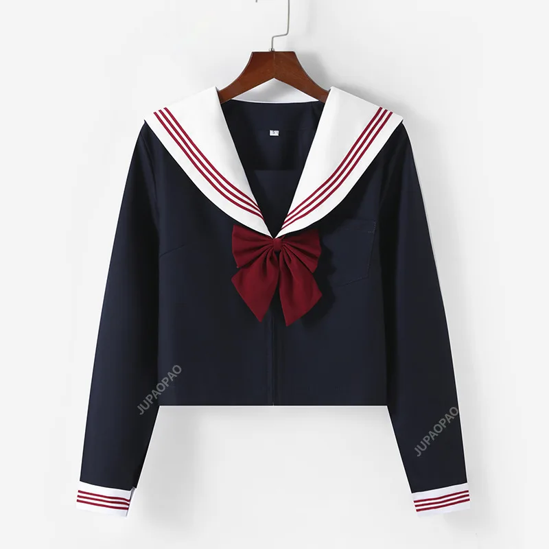 Basic Navy Sailor Suit Japanese School Uniform Schoolgirl Seifuku Student  Anime Cosplay Costume Women Sexy JK Pleated Skirt