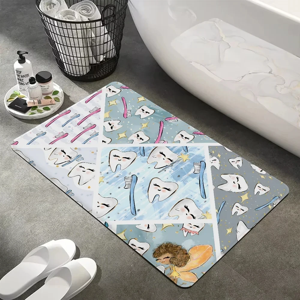 Teeth Diatomaceous Earth Small Carpet Children's Washbasin Bathroom Entrance Non Slip Mat Room Decoration Home Rug
