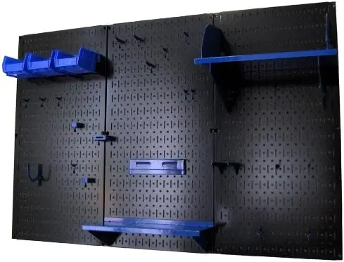 Pegboard Organizer Wall Control 4 ft. Metal Pegboard Standard Tool Storage Kit with Black Toolboard and Blue Accessories