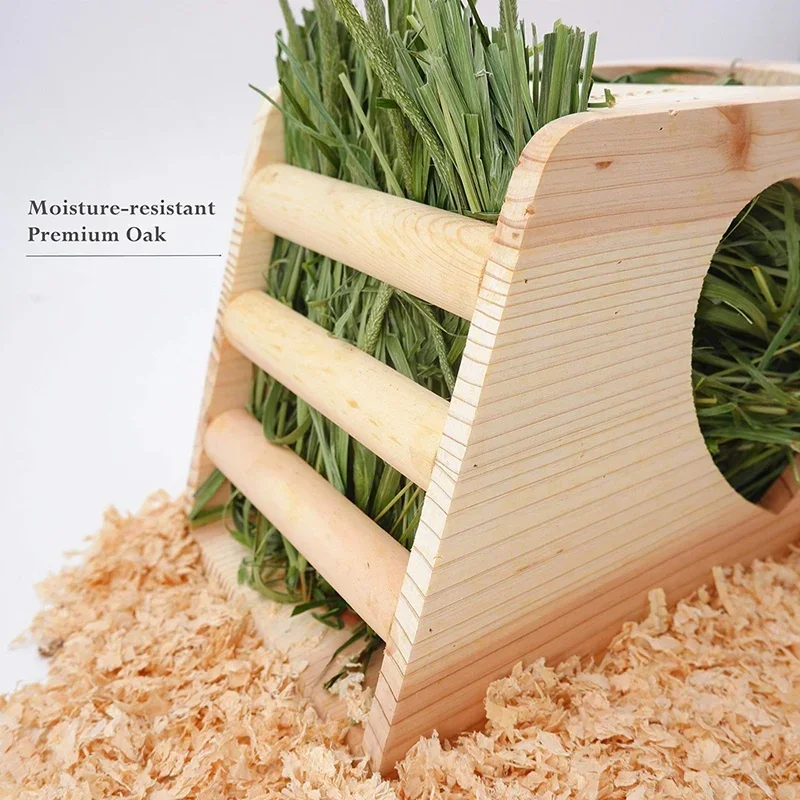 Wood Hay Feeder For Guinea Pigs,Rabbit Hay Box Holder Large Hay Dispenser Hanging Standing For Cage