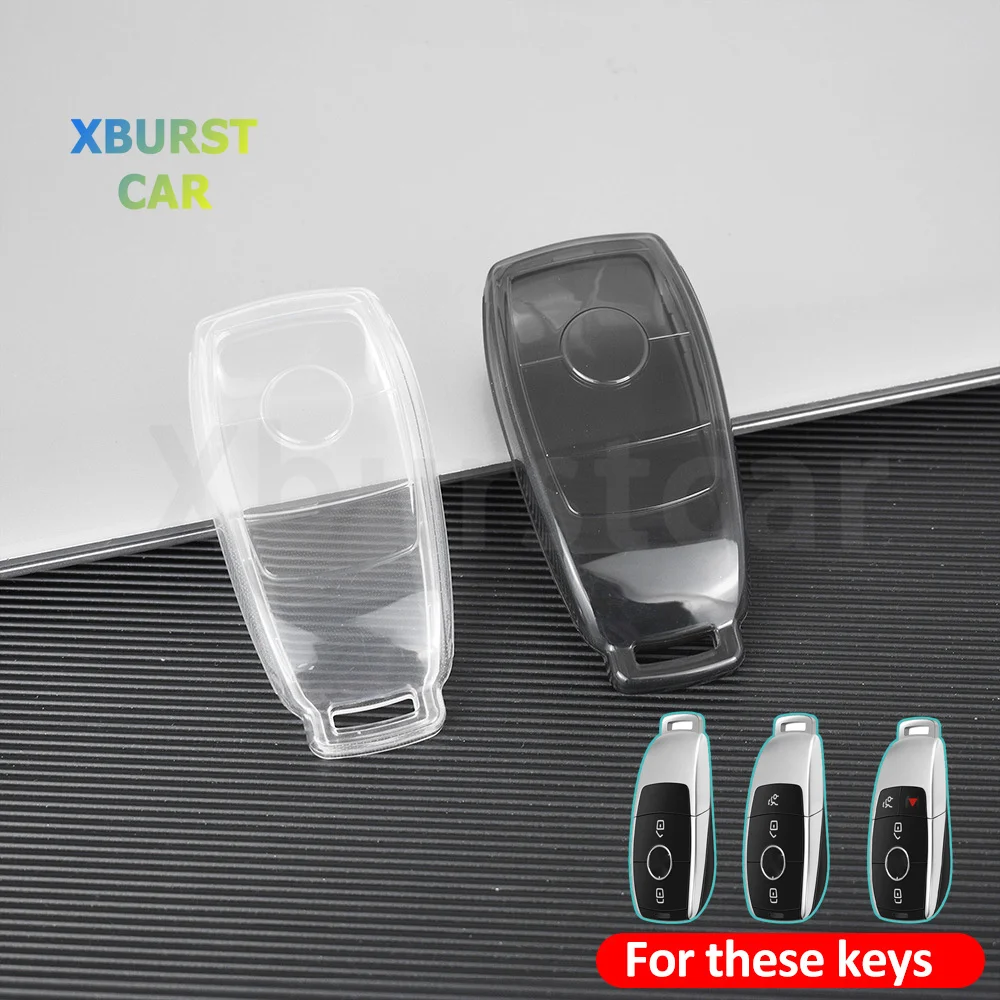 For Mercedes Benz GLA GLB GLC GLE GLS EQA EQB 200 250 300 350 450 560 A B C E S CLA CLS Transparent TPU Car Key Fob Case Cover