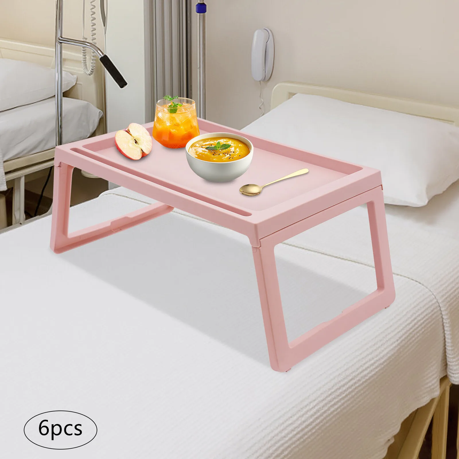 

6Pcs Pink Foldable Laptop Table Multifunctional Portable Movable Dining Table Used in Kindergartens Families and Offices