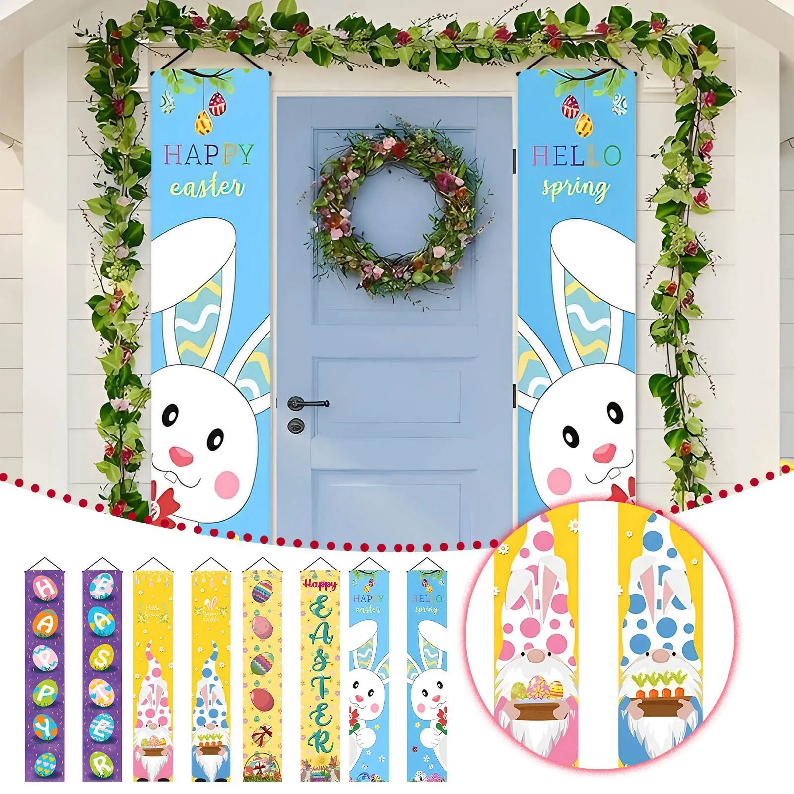 

180*30cm Easter Decoration Easter Decoration Couplets Holiday Party Porch Flags Decoration Pendant Event Wristbands Multicolor