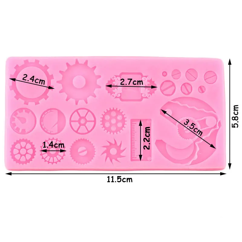 Steampunk Gear Silicone Molds DIY Baby Birthday Fondant Cake Decorating Tools Cupcake Topper Candy Clay Chocolate Mould