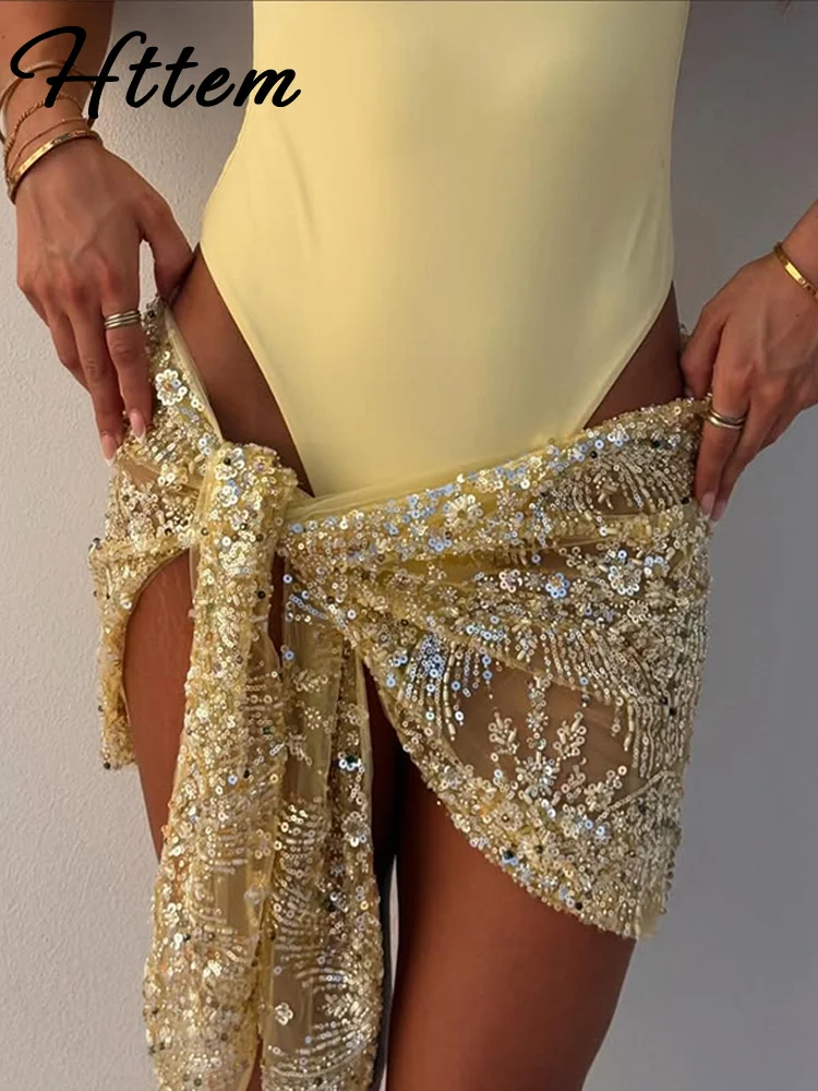 تنورة حفلات نسائية مثيرة مطرزة للنادي شفافة من خلال حزمة الورك تنانير نسائية صغيرة موضة صيف وخريف 2025 ملابس خروج للسيدات