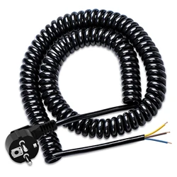 2/3/5/7/10m Euro gauge Replaceable coil cable 250V 16A ground contact male plug end 6cm extension cord for electrical appliances