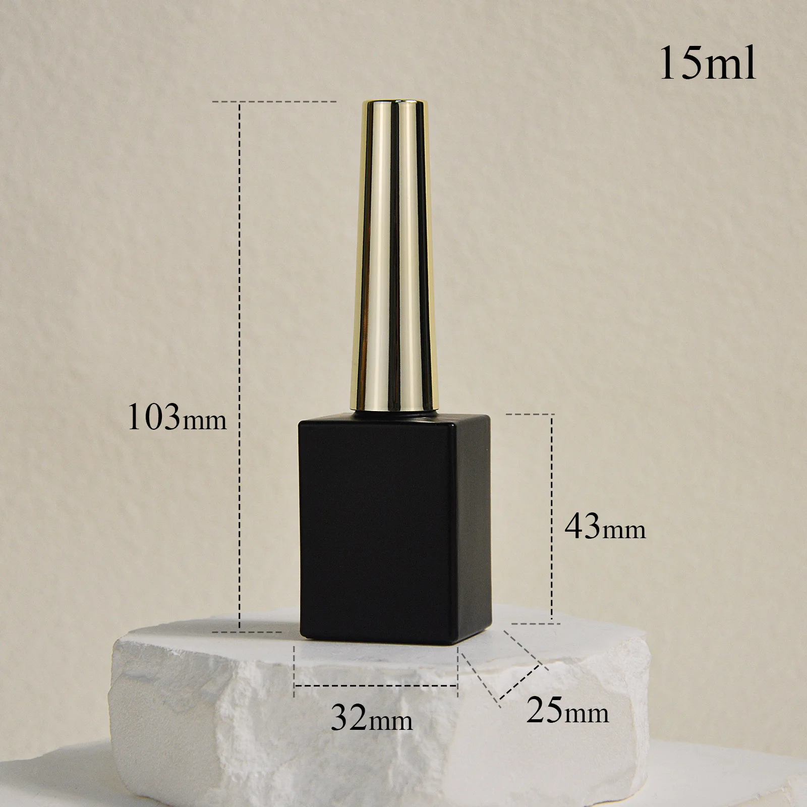 Black Nail Polish Bottle 15ml Cosmetic Nail Polish Bottle Packaging Square Bottle Empty Glass Nail Gel Bottles With Brush