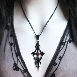 Black Pointed Cross Vampire Necklace, Gothic Jewelry, Statement Necklace, Dagger Cross Pendant, Gothic Gift, Goth Necklace