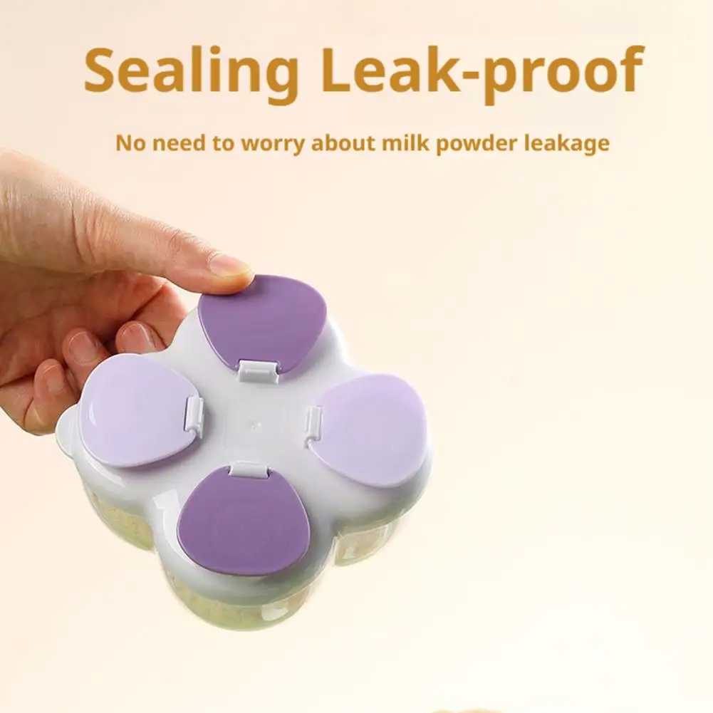

Baby Milk Powder Container Portable Milk Powder Dispenser with 4 Compartments for Kids Snacks on Go No-spill Infant for Travel
