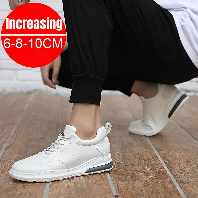 PDEP Autumn Korean  Invisible Height Increase Shoes Men 10cm Leather Causal Walking Sneakers Zapatillas Hombre sapato Masculino