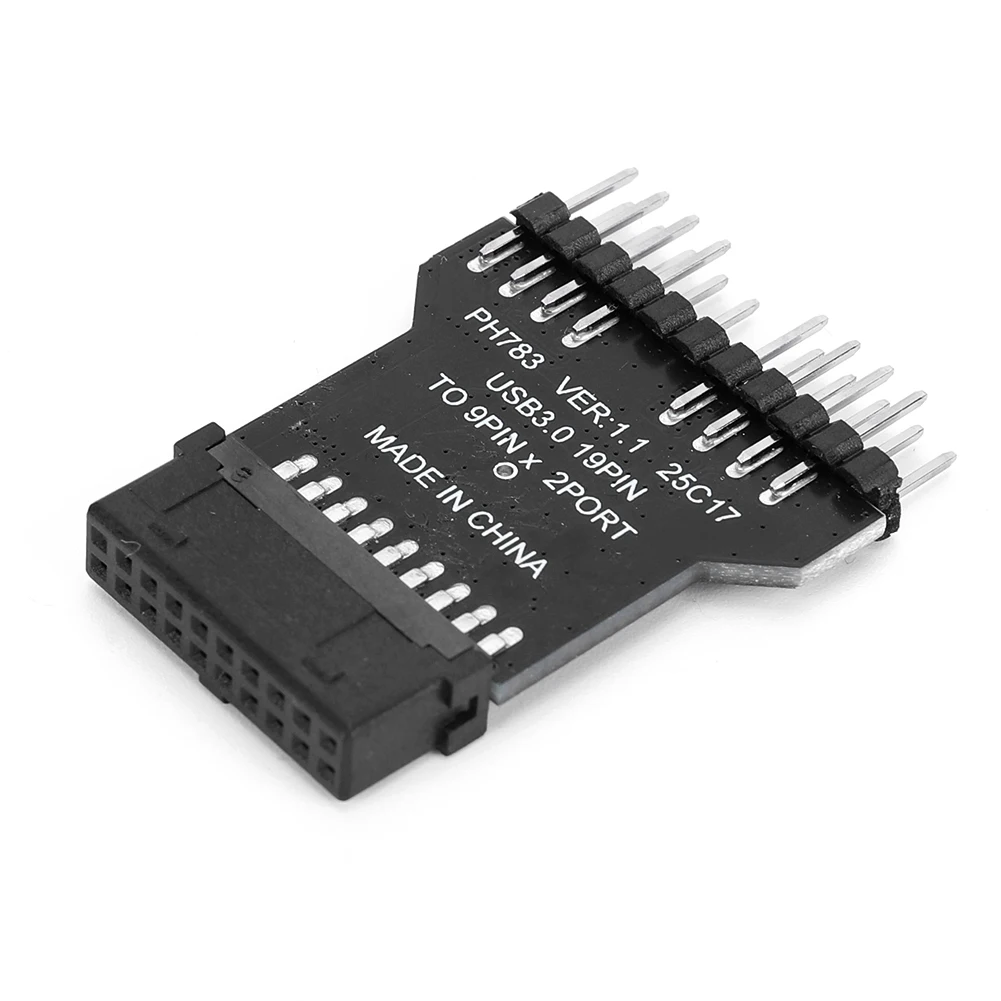USB 3.0 19PIN To USB 2.0 9PIN 1 To 2 Extension Wear Resist Interface Expansion Card for Water Cooling Fan Speed Measurement