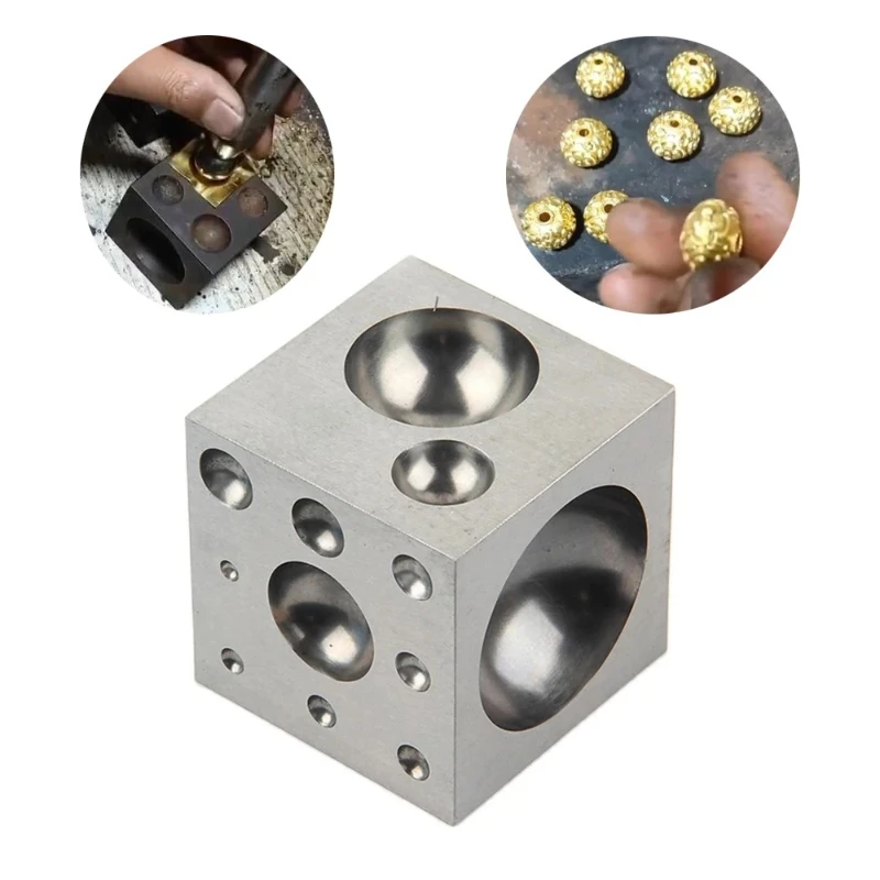 Square Dapping Block  Round Cavities Metal Forming Shaping Punching Tool Jewelry Tools