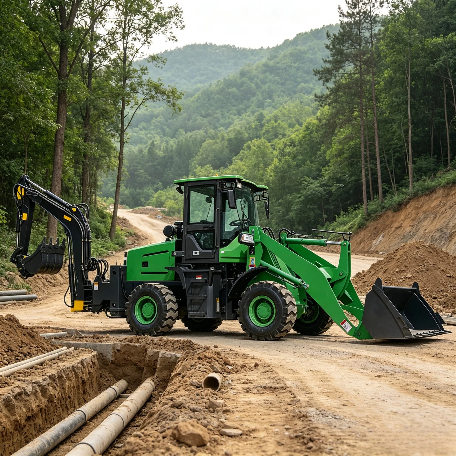 High Quality Multifunctional Backhoe Loader with Hydraulic Controls for Agriculture Construction Two Busy Loaders Factory Price