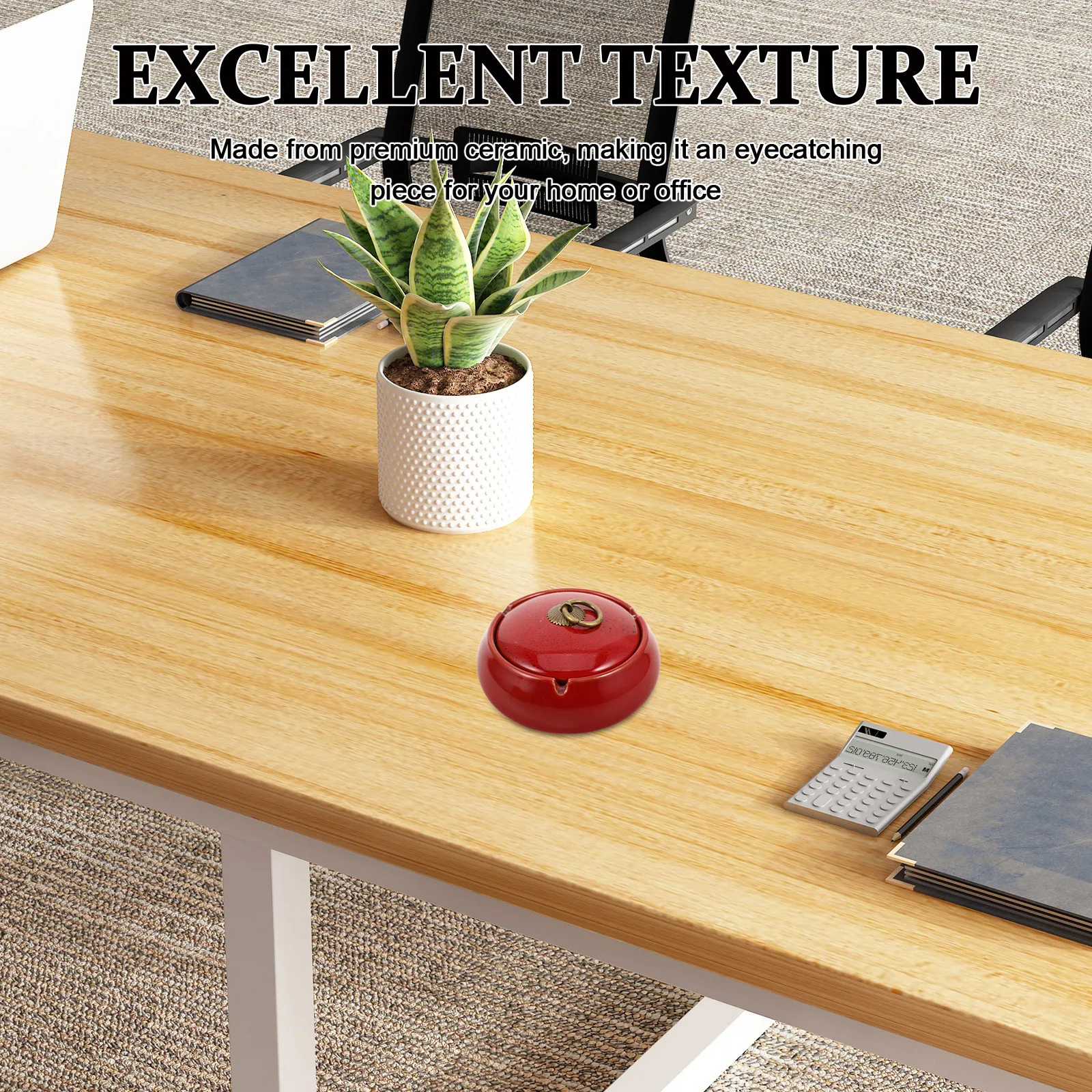 Ceramic Round Outdoor Ashtray with Lid for Smokers – Decorative Indoor/Outdoor Use