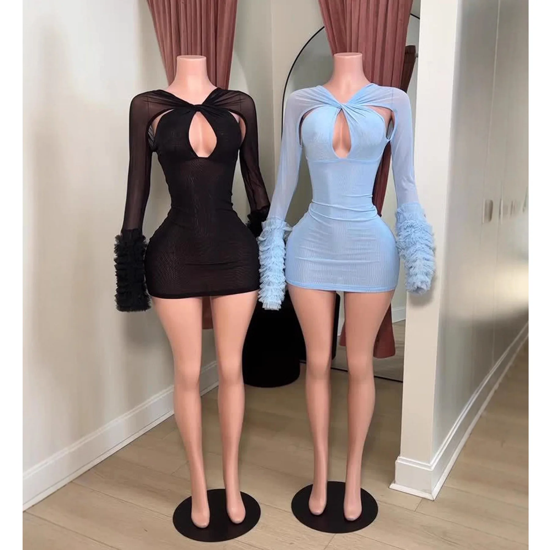 ชุดเดรสตาข่ายเซ็กซี่ ชุดเดรสออกงานกลางคืน 2025 ชุดเดรสสั้นรัดรูปเซ็กซี่สำหรับผู้หญิง ฤดูใบไม้ร่วง ชุดเดรสออกงานปาร์ตี้ ชุดเดรสราตรีหรูหรา ชุดเดรสเว้า