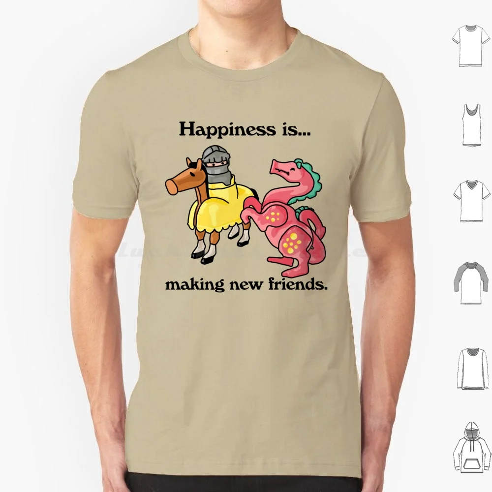 La felicidad está haciendo nuevos amigos dragón y caballero camiseta 6xl algodón Cool Tee Knight Little People Fisher Price Fplp Dragon