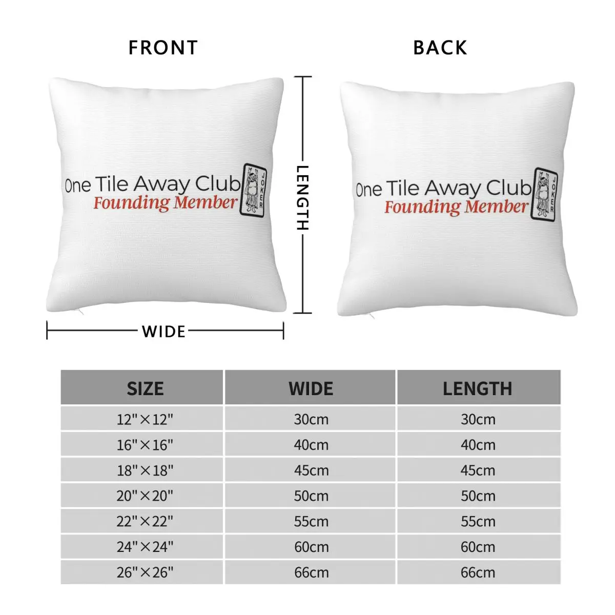 One Tile Away Club Founding Member Square Pillowcase Polyester Linen Velvet Printed Zip Decorative Sofa Cushion Cover Wholesale