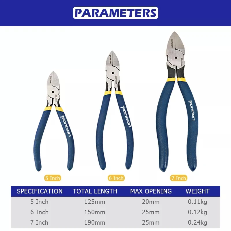 5/6/7 Inch Professional Cutting Pliers Wire Stripping Tool Side Cutter Cable Burrs Nipper Electricians DIY Repair Hand Tools