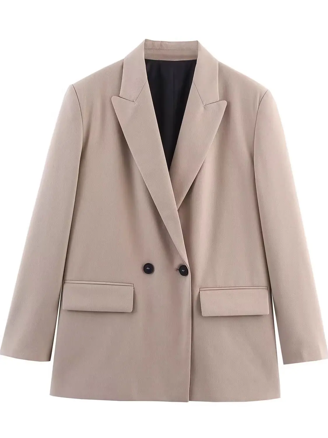 

Повседневный двубортный костюм-джат для женщин, свободная одежда для поездок на работу, осень 2025, пальто большого размера из полиэфирного волокна