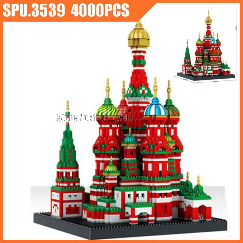 16066 4000pcs World Great Architecture Famous Russia Moscow Saint Basil Cathedral Mini Diamond Building Blocks Toy Brick